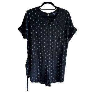 Madewell SZ XS Shorts Romper Black Diamond Perimeter Belted Lightweight 1-Piece